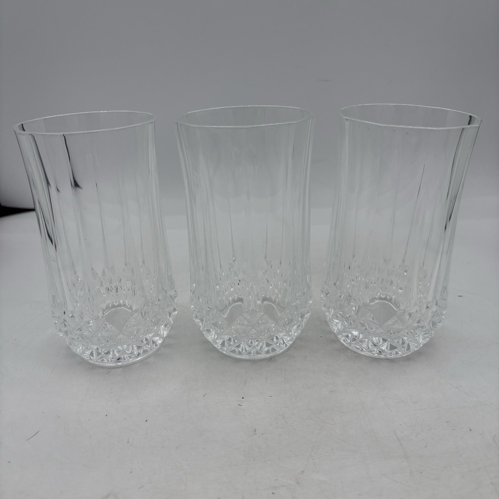 Vintage Cristal D'Arques Durand 3 Crystal Cups Tumblers Longchamp Highball 36 cl